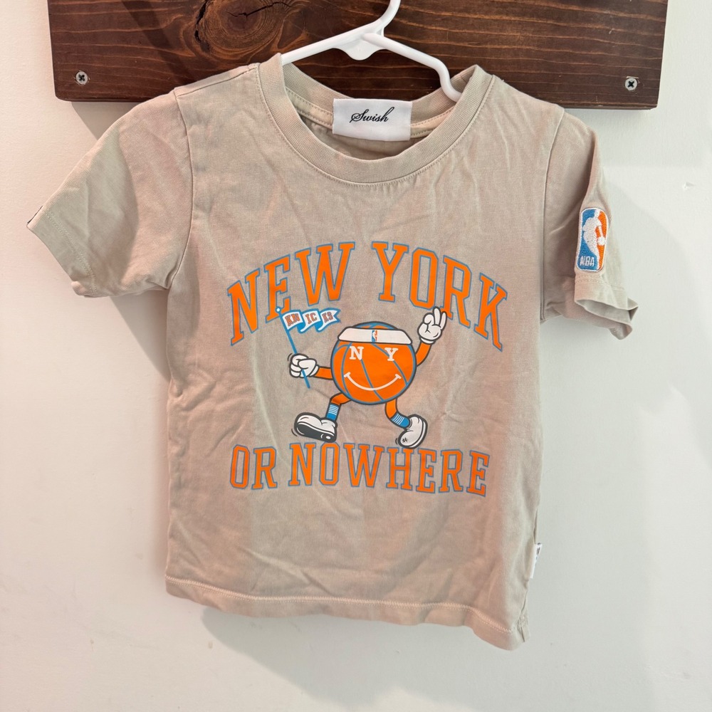 NYON x NBA New York Knicks Kids Graphic T-Shirt Tan New York Or Nowhere